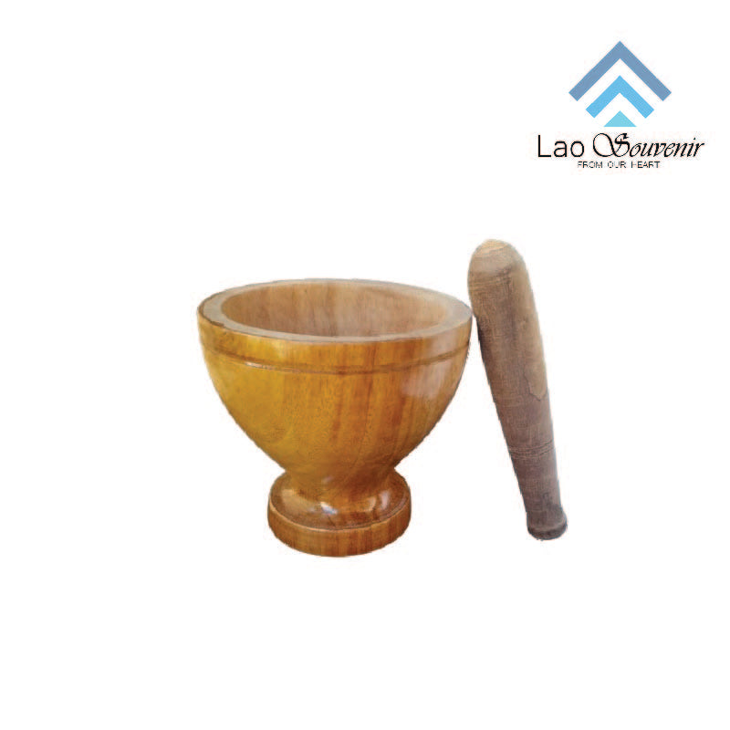 Mortier et pilon en bois laotien miniature