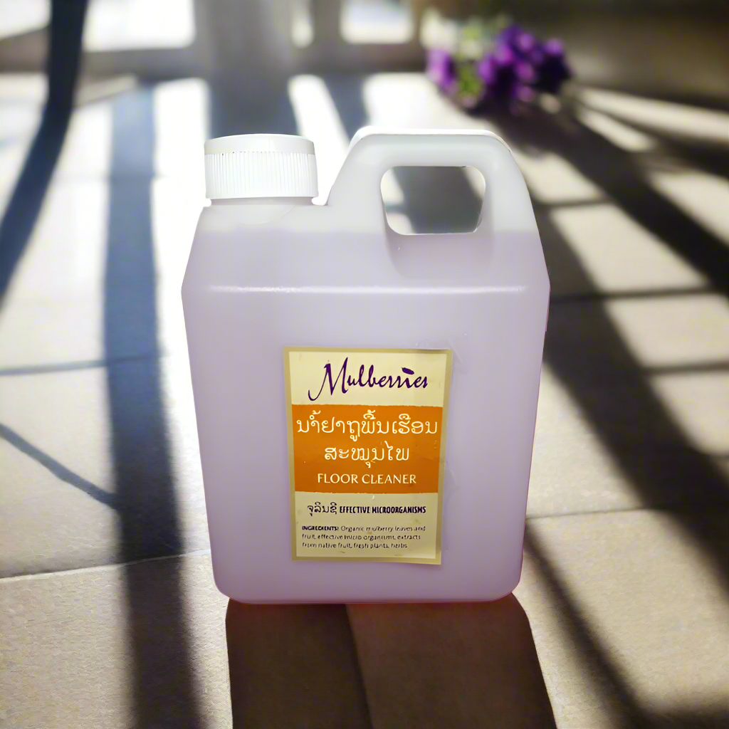 Mulberries All Natural Body Wash with silk protein, 200ml refreshing cleanser bottle from Laos.