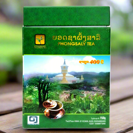 Thé vert de marque Phongsaly Tea 150 g issu d'un arbre à thé vieux de 400 ans