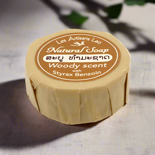 Lao Natural Soap Woody scent with Styrax Benzoin 100g