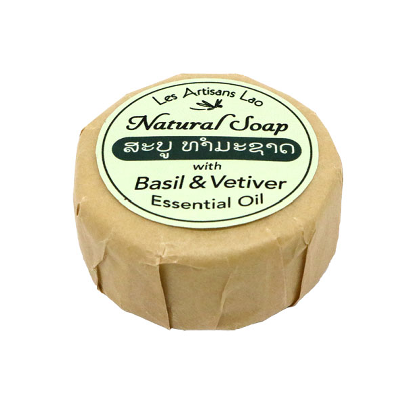 Lao Natural Soap with Basil & Vetiver Essential Oil 100g