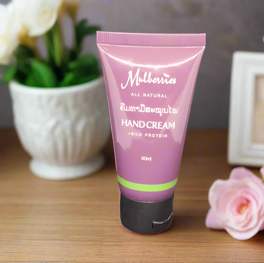 Mulberries All Natural Hand Cream with Silk Protein – Exclusive 50ml Skincare from Laos