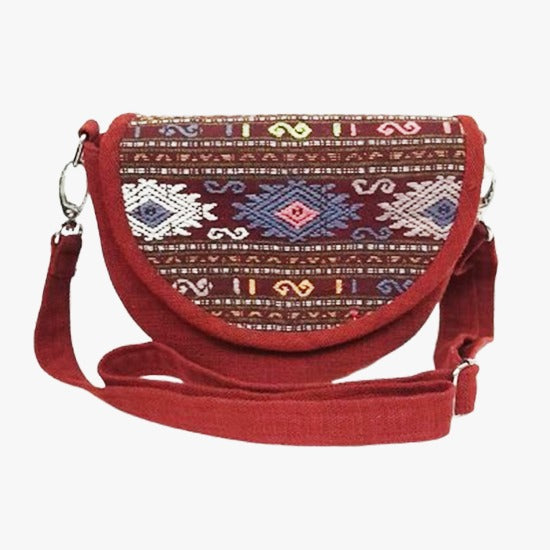 Handwoven Multicolor Geometric Shoulder Bag | 100% Cotton | Handmade in Laos