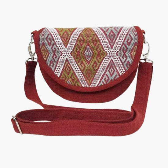 Handwoven Multicolor Geometric Shoulder Bag | 100% Cotton | Handmade in Laos