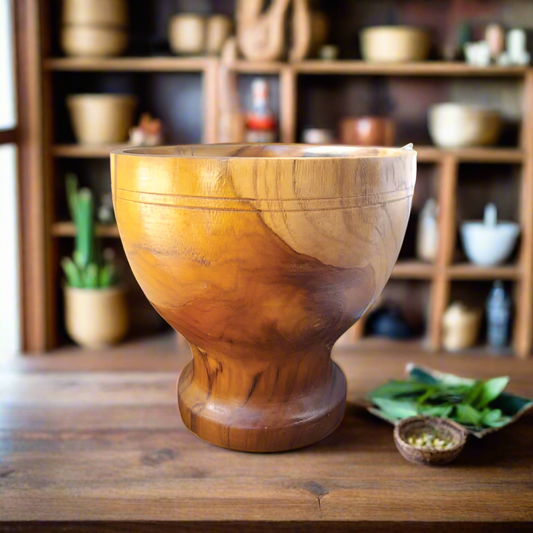 Traditional Laotian Wooden Mortar